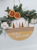 Placa Puerta Madera Navidad