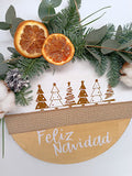Placa Puerta Madera Navidad